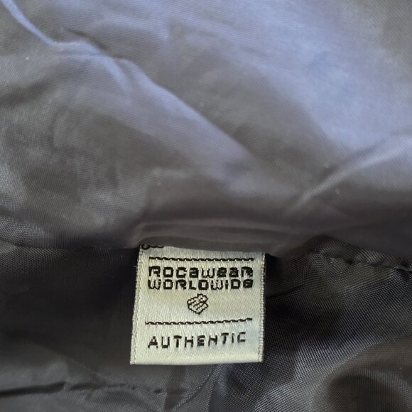 Vtg Rocawear Quilted Jacket Mens M Black Full Zip LS No Hood Pockets Logo Rapper - Picture 14 of 16